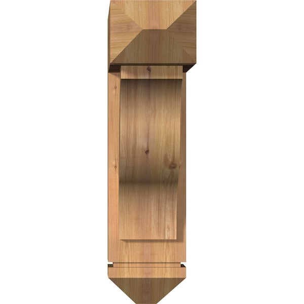 Funston Arts And Crafts Smooth Bracket W/ Offset Brace, Western Red Cedar, 7 1/2W X 24D X 28H